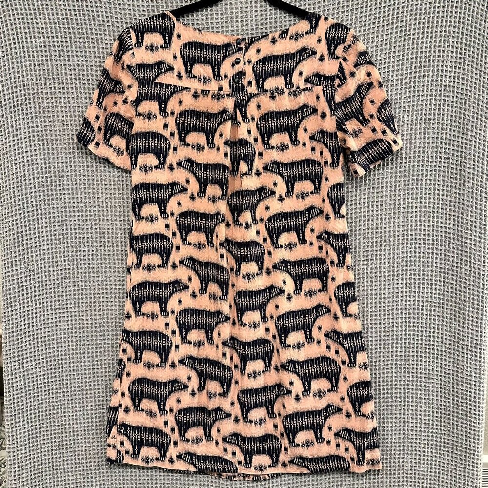 Anthropologie Maeve Zola Bear Print Shift Dress Size 0 - Picture 2 of 8